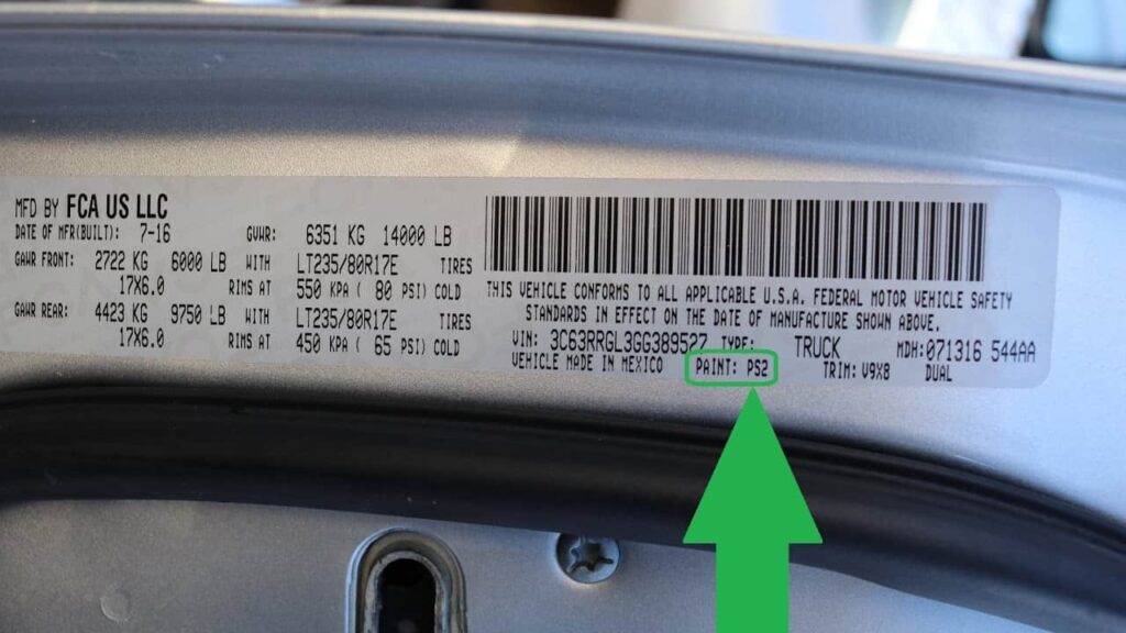 Identifying the Manufacturer's Paint Code